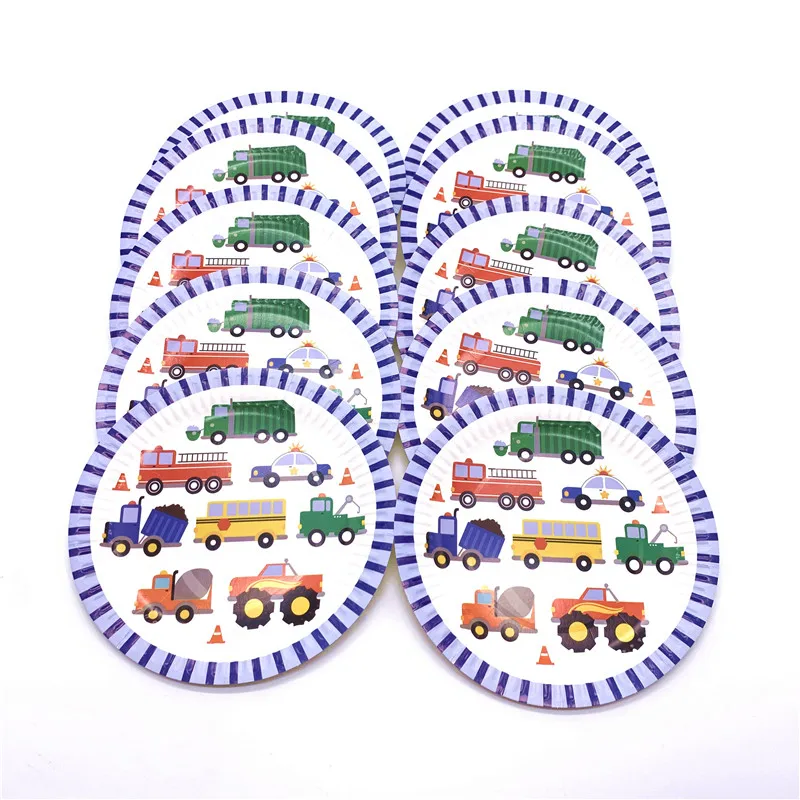 

Construction Trucks Theme Party DecorsDisposable Plate Birthday Decor kids Supplies Construction Trucks BirthdayDecoration 10pc