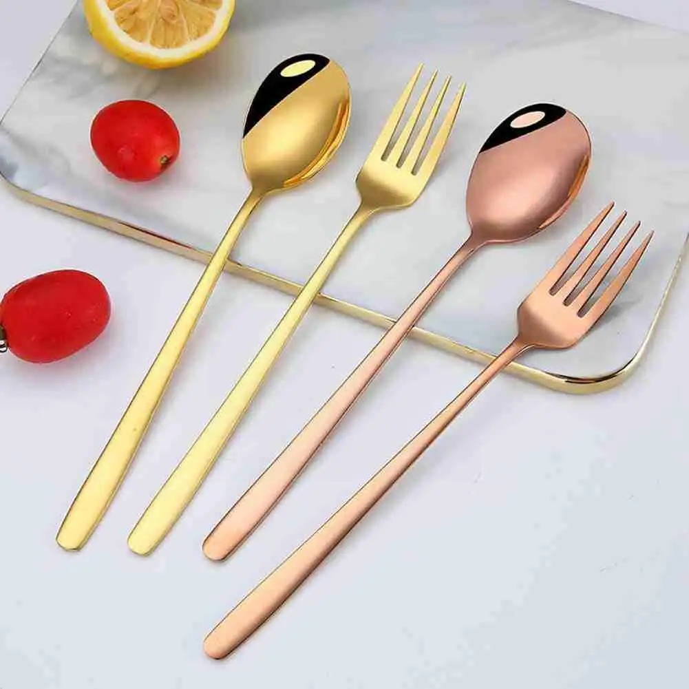 

Steel Spoons With Long Handle Spoons Rose Soup For Ice Rice/Salad Gold Dinner Cream Spoons Tableware Spoon A5O9
