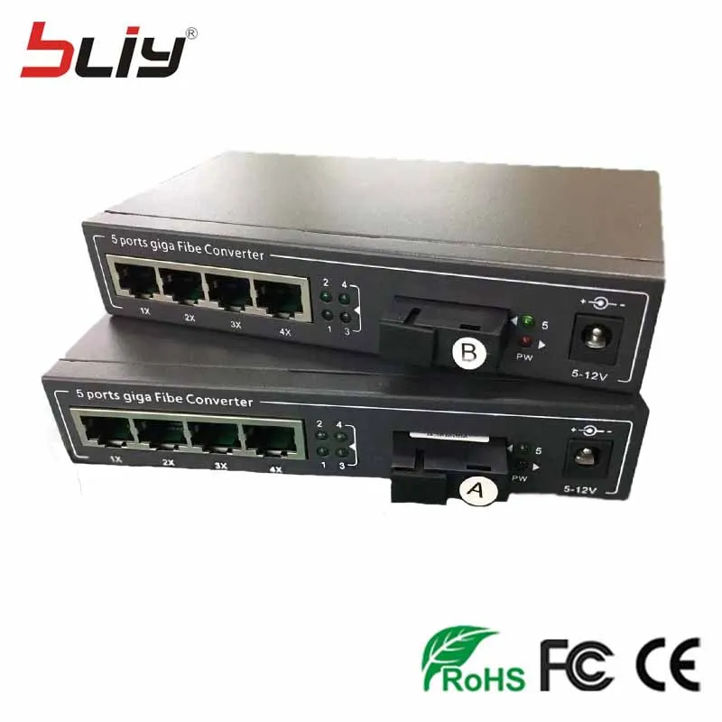 Изолированный коммутатор BLY 1G4E 1000 м гигабитный одномодовый одноволоконный порт 4
