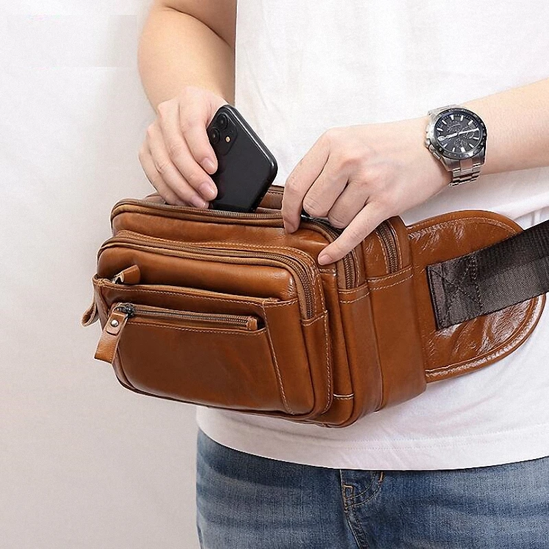 

Новинка, Мужской винтажный Повседневный ремень из натуральной воловьей кожи с масляным воском для путешествий, ремень-слинг, нагрудная сумка, поясная сумка