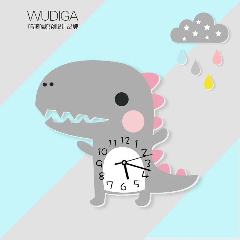 Настенные часы с мультипликационным динозавром тихие модные Мультяшные