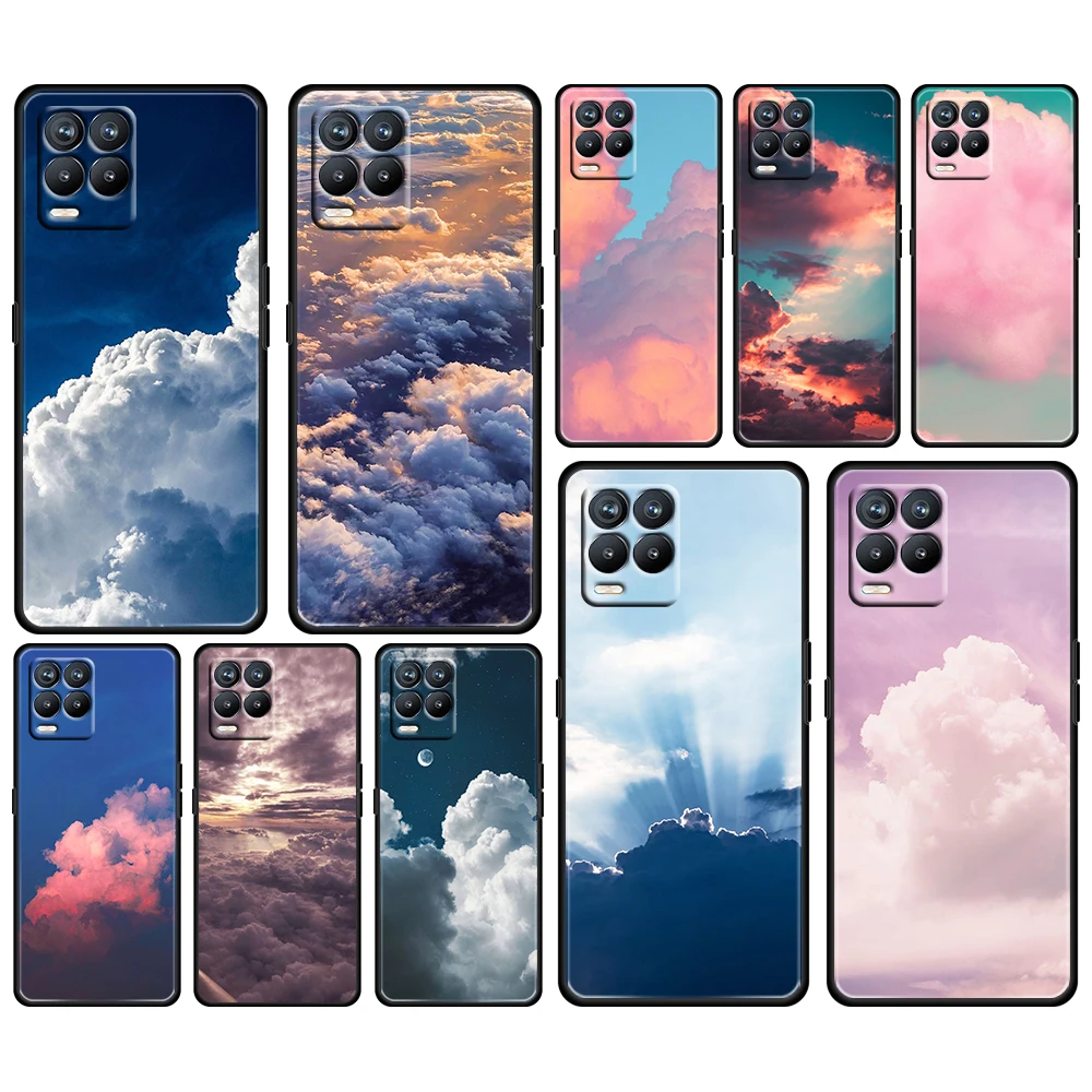 

Colorful Clouds and Sky For OPPO Realme Narzo 30 20 8 8i 7 6 5 3 2 Pro Global 5G Soft TPU Silicone Black Phone Case Cover