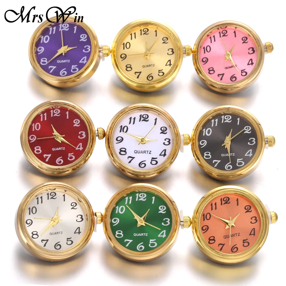 New Gold Snap Jewelry 18mm Round Silver color Tone Quartz Watch Face Snap Buttons for Fashion DIY Snap Button Bracelet Bangle