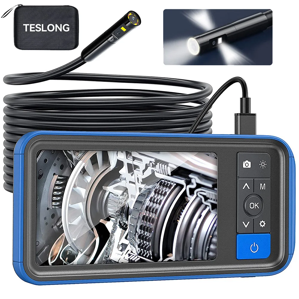 

Triple Lens Endoscope Borescope, Teslong 4.5" HD Snake Inspection Camera with Light, Automotive Scope Camera with Bag(16.5ft)