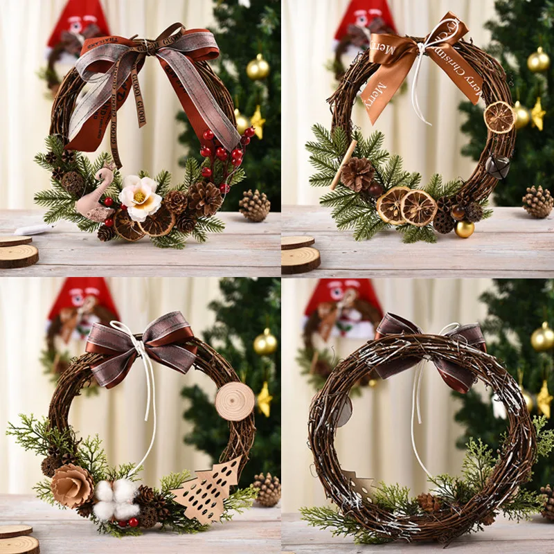 

30cm Christmas Wreath Decoration Wall Hanging for Christmas Party Door Wreath Ornament New Year 2022 Home Decoration Accessories