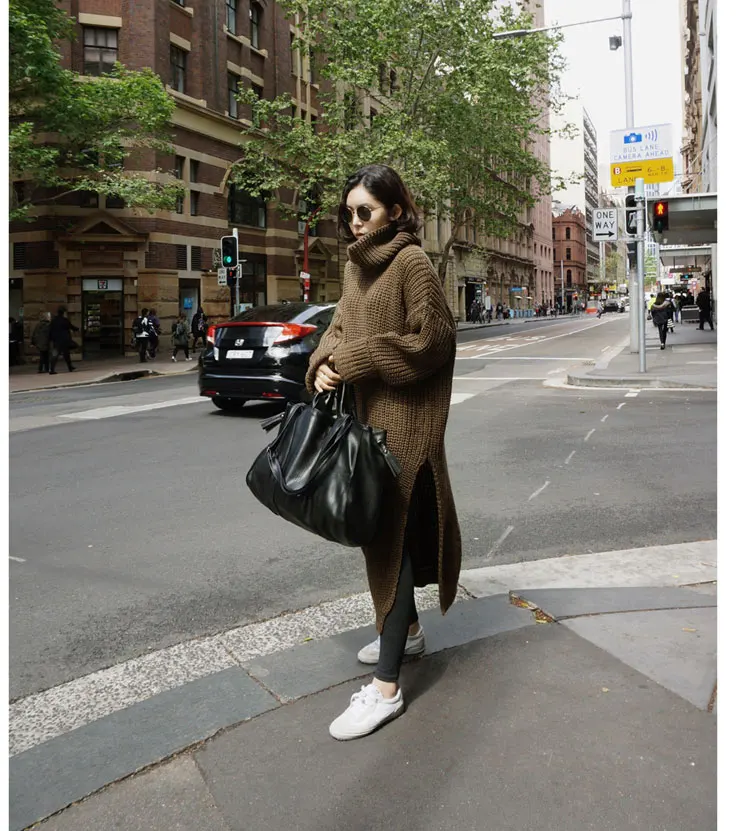 Новинка 2018 пуловер женский джемпер длинный свитер с высоким воротником теплый