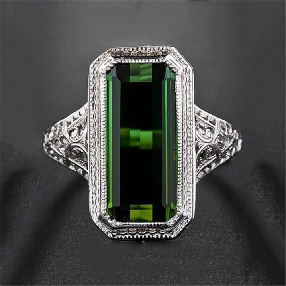 

Emerald Ring for Women 925 Silver color femme Jewelry Sterling Gemstone jewelry