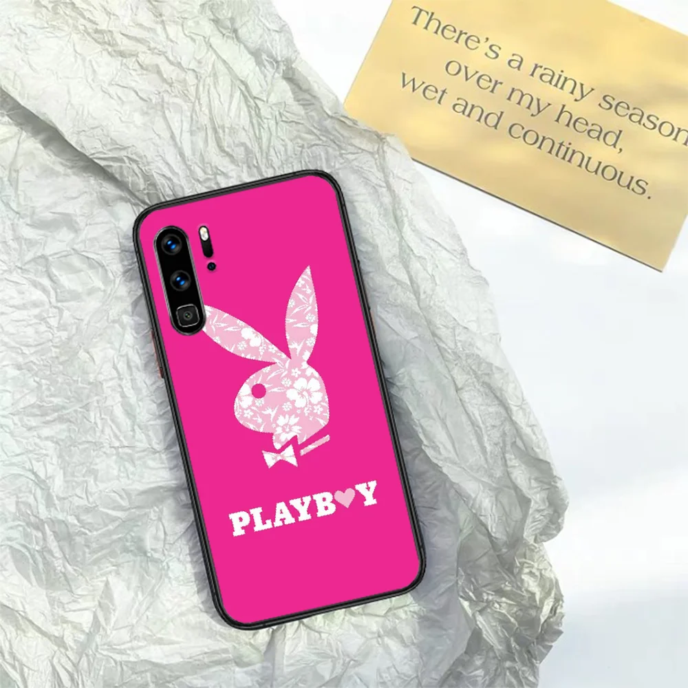 

Luxury Playboyes Phone Case For HUAWEI P 9 10 20 30 40 Lite smart Pro Z 2019 Nova 5T 6 7 i black Bumper Soft Shell Trend Etui