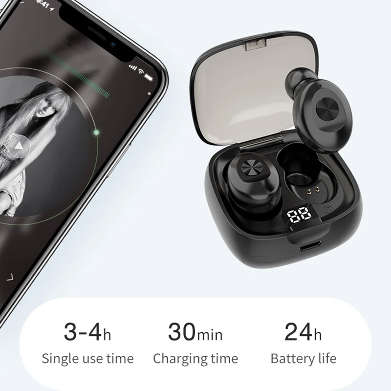 Беспроводные наушники Bluetooth TWS 5.0 в ухе, водонепроницаемые мини-гарнитура с 3D-стереозвуком, спортивный наушник Universal on.