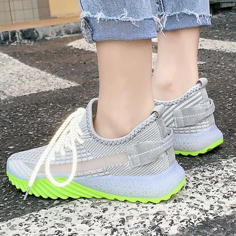 Кроссовки Женская повседневная обувь в стиле Харадзюку из сетчатого материала