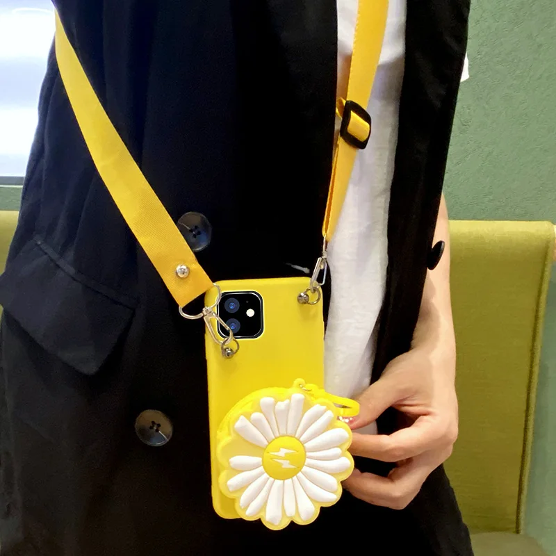 

3D Little Daisy Phone Case for Xiaomi mi 6X A2 A3 Lite Mix 2 Max 3 Redmi Note 5 6 Pro 4x K20 k30 Soft Cover Wallet bag Lanyard