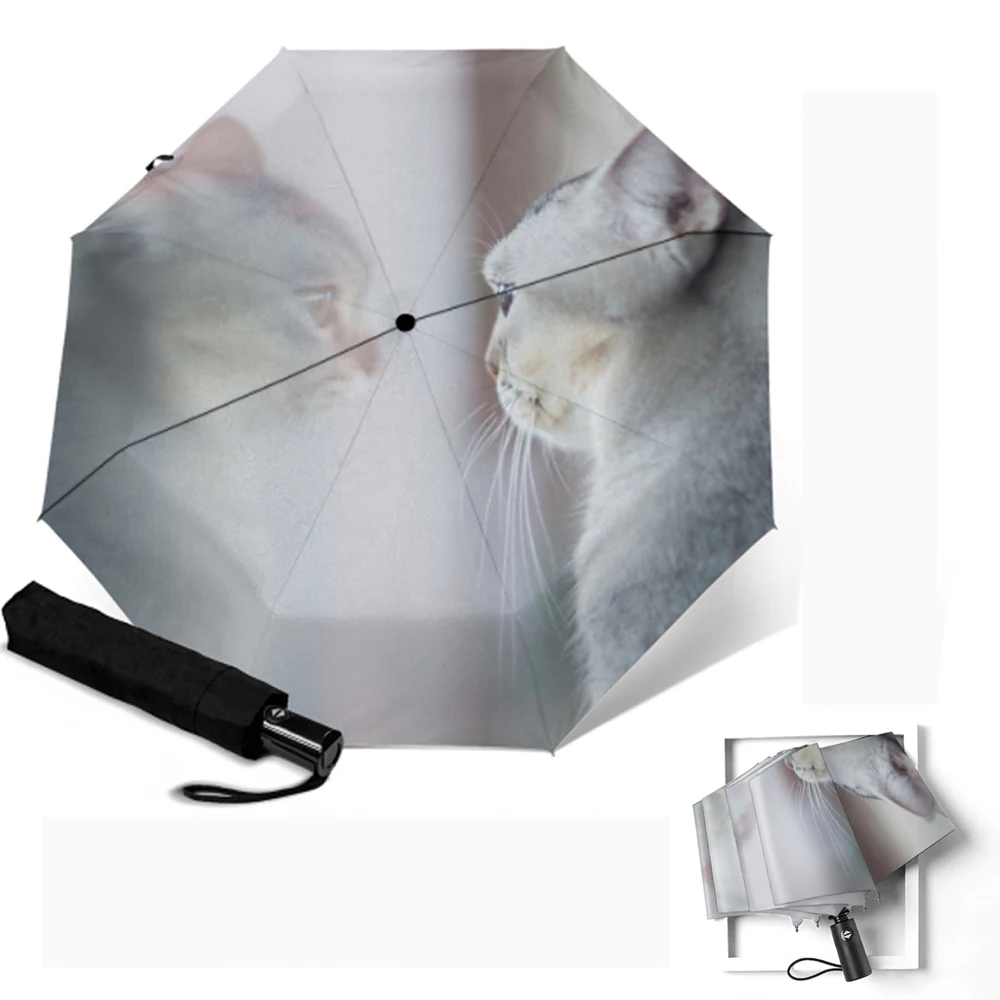 Зонт детский солнцезащитный с защитой от УФ лучей и белым котом|Зонтики| |