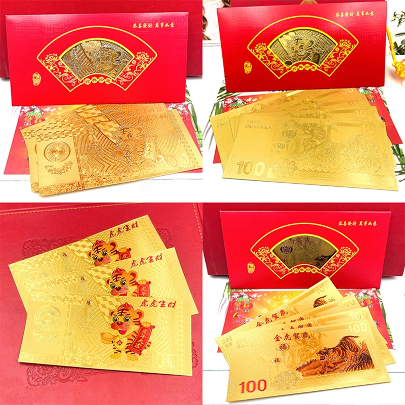 

2022 China New Year Tiger Year Original Commemorative Coin Collection Crafts New Year Of The Tiger Gold Banknotes