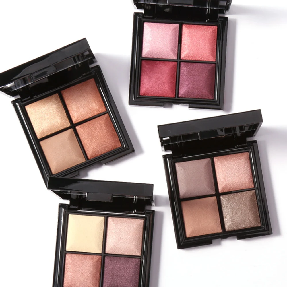 Натуральные 4 цвета запеченные тени для век Пудра дисковая палитра легкая