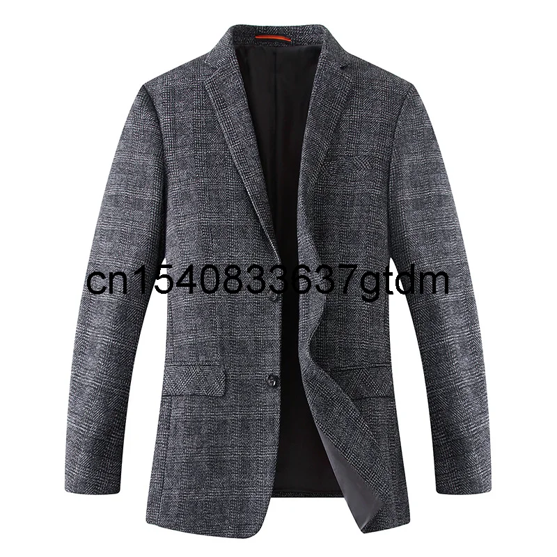 

Autumn new men's young fat plus size casual versatile Plaid printed suit for men