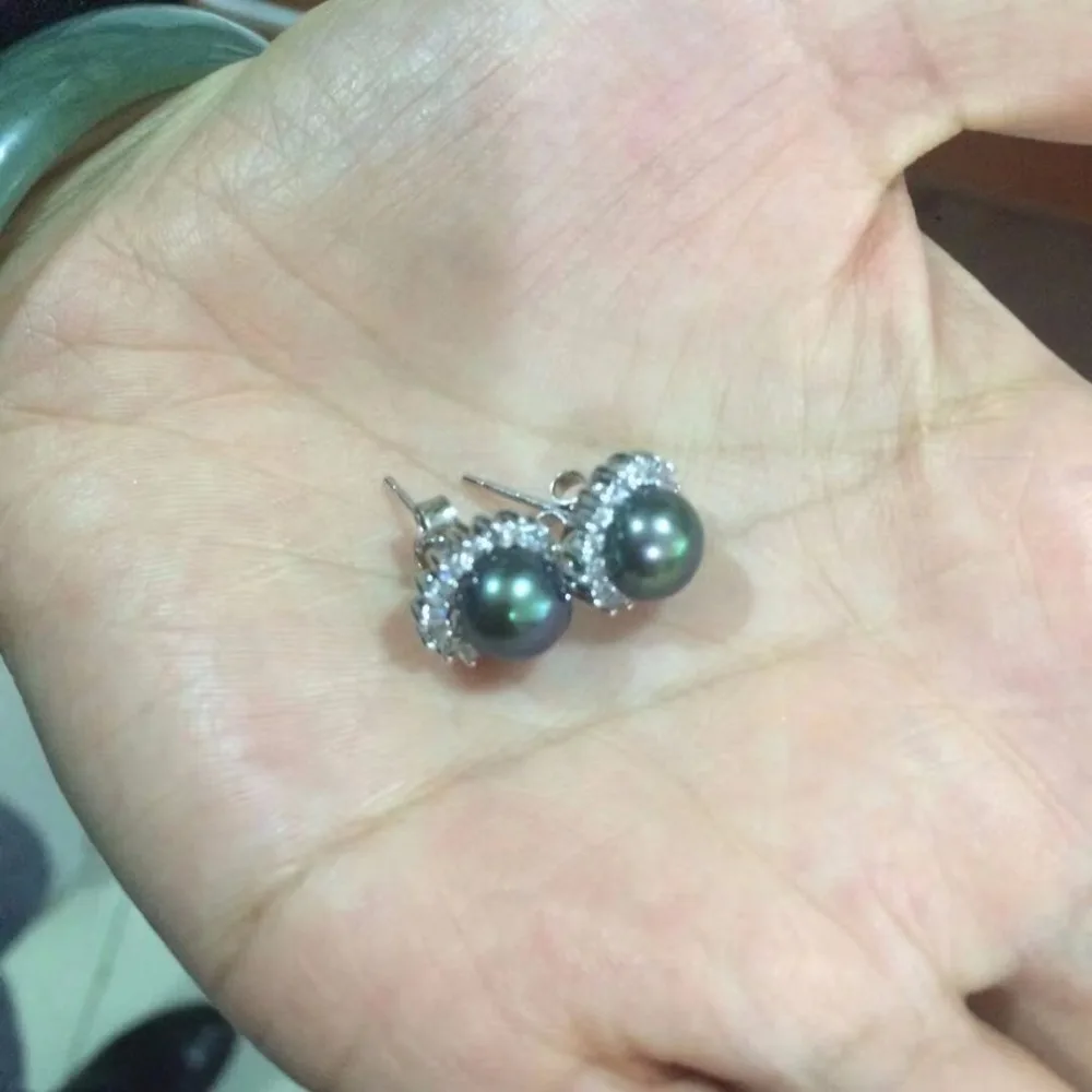 8-9mm Akoya Black Natural Pearl Earring | Украшения и аксессуары