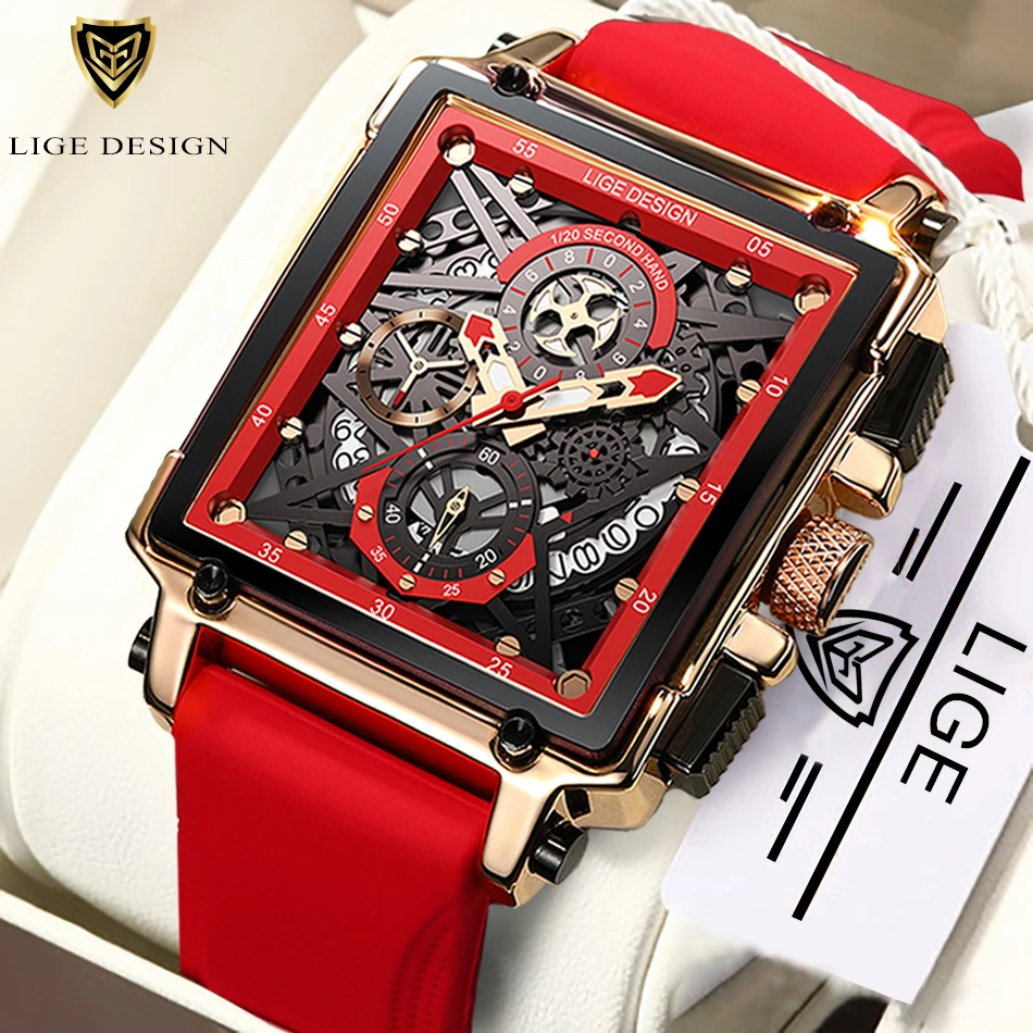 

Часы наручные LIGE Мужские кварцевые, брендовые Роскошные спортивные водонепроницаемые с силиконовым ремешком, 2022