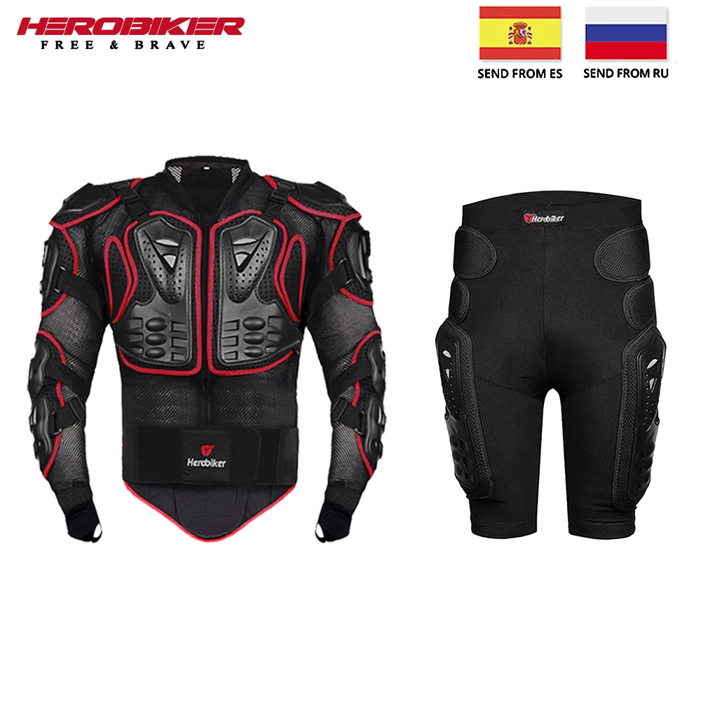 

HEROBIKER Motos Body Armor Man Motorcycle Jacket With Protection Red Motocross Motorbike Protective Gear Motocross Equipment Set