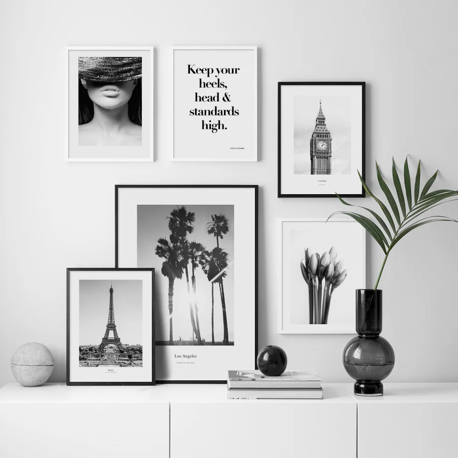 

Big Ben Iron Tower Calla Lily Coconut Tree Girl Wall Art Print Canvas Painting Nordic Poster Wall Pictures For Living Room Decor