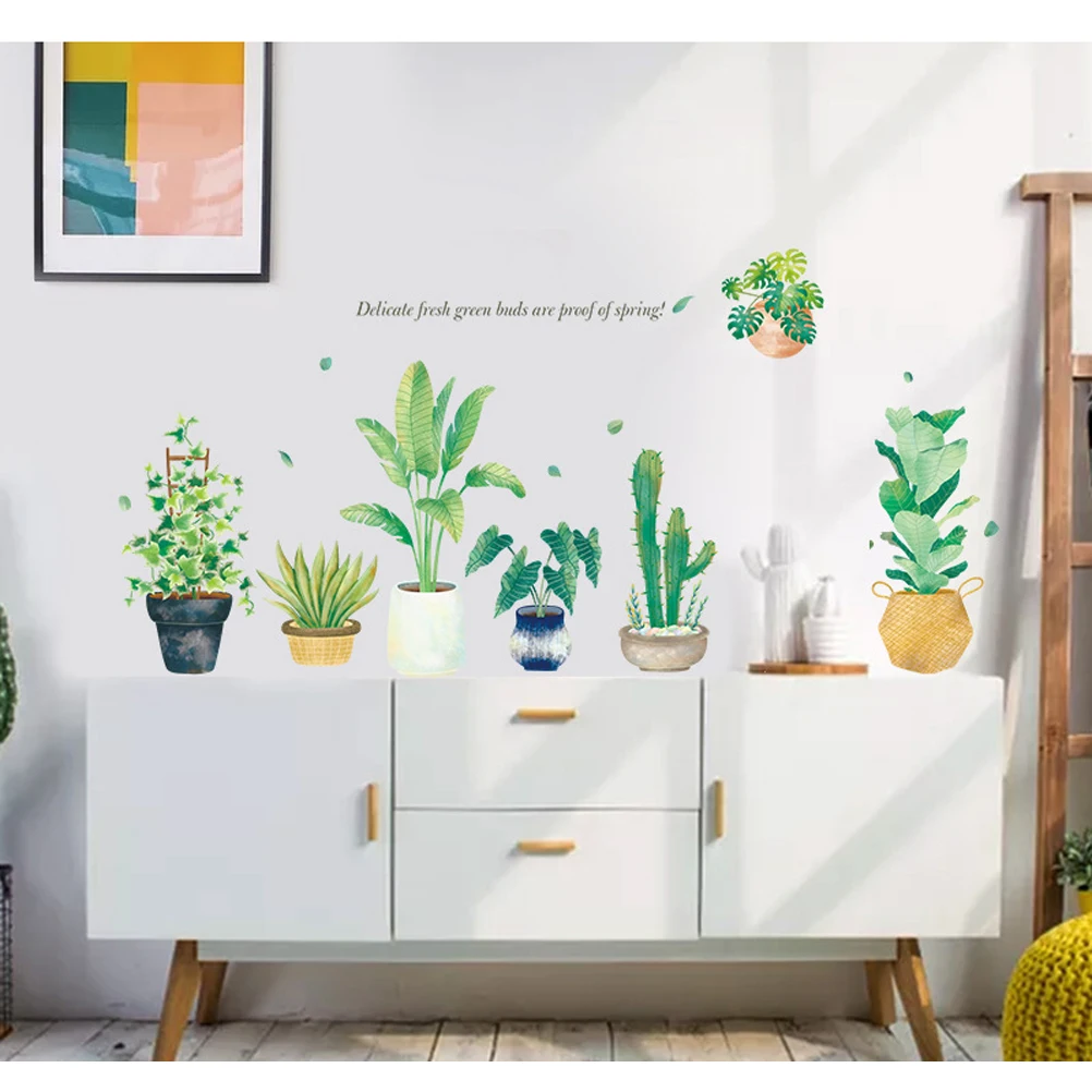 1 шт. Наклейка на стену Кактус в горшке настенные наклейки для дома гостиной