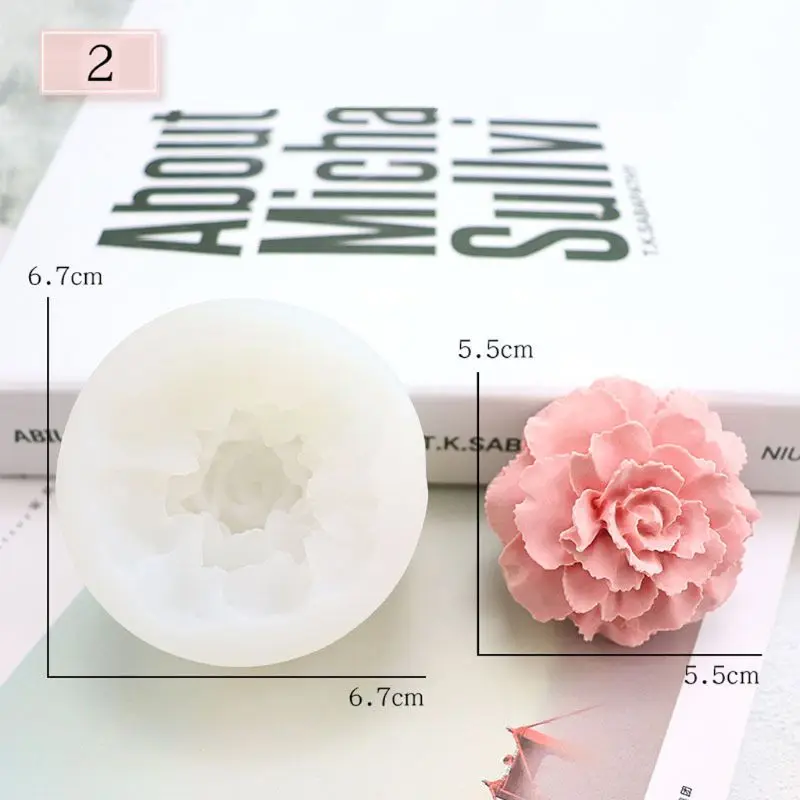 

3D Carnation Flower Silicone Fondant Mold Handmade Soap Cake Candle Resin Molds