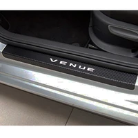 4pcs carbon fiber vinyl sticker car door sill scuff plate for hyundai venue parts accessories