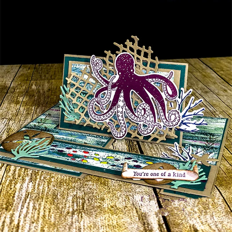 

Sea octopus Metal Cutting Dies and Stamps Scrapbooking Die Cut for DIY Photo Album Card Craft Paper Embossing Supplies