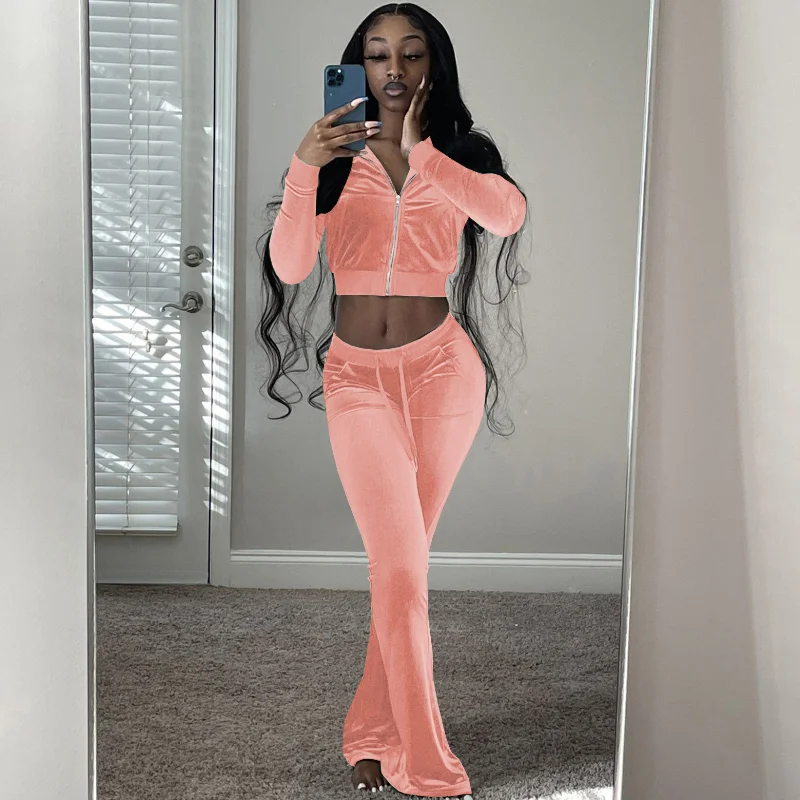 Женский бархатный спортивный костюм зимний комплект из двух предметов велюровые