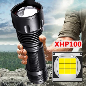 High Quality Xhp100 9-core Led Flashlight 18650 26650 AA Battery Torch XHP50 XM-L2 U3 T6 Zoomable Al