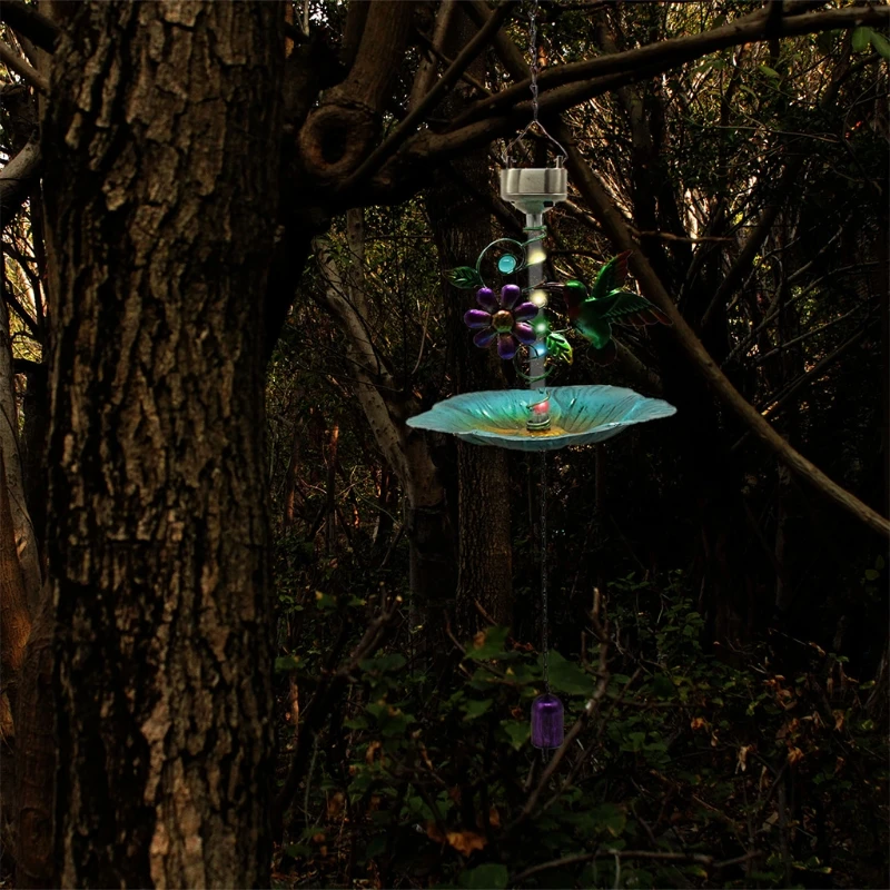 

Wild Bird Feeder - Hanging Birdfeeders w/ Solar Powered LED Light - Garden, Patio, and Yard Decoration for Bird Lovers