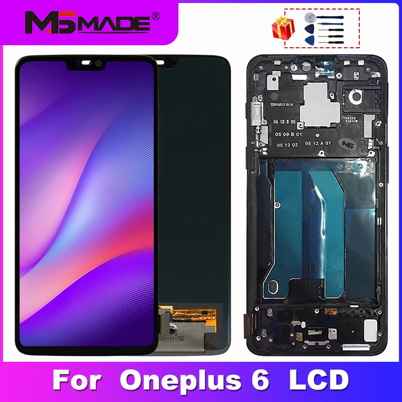 

6.28" Super AMOLED For Oneplus 6 LCD Touch Screen Digitizer Display Replacement Assembly Parts With Frame For 1+ 6 Display