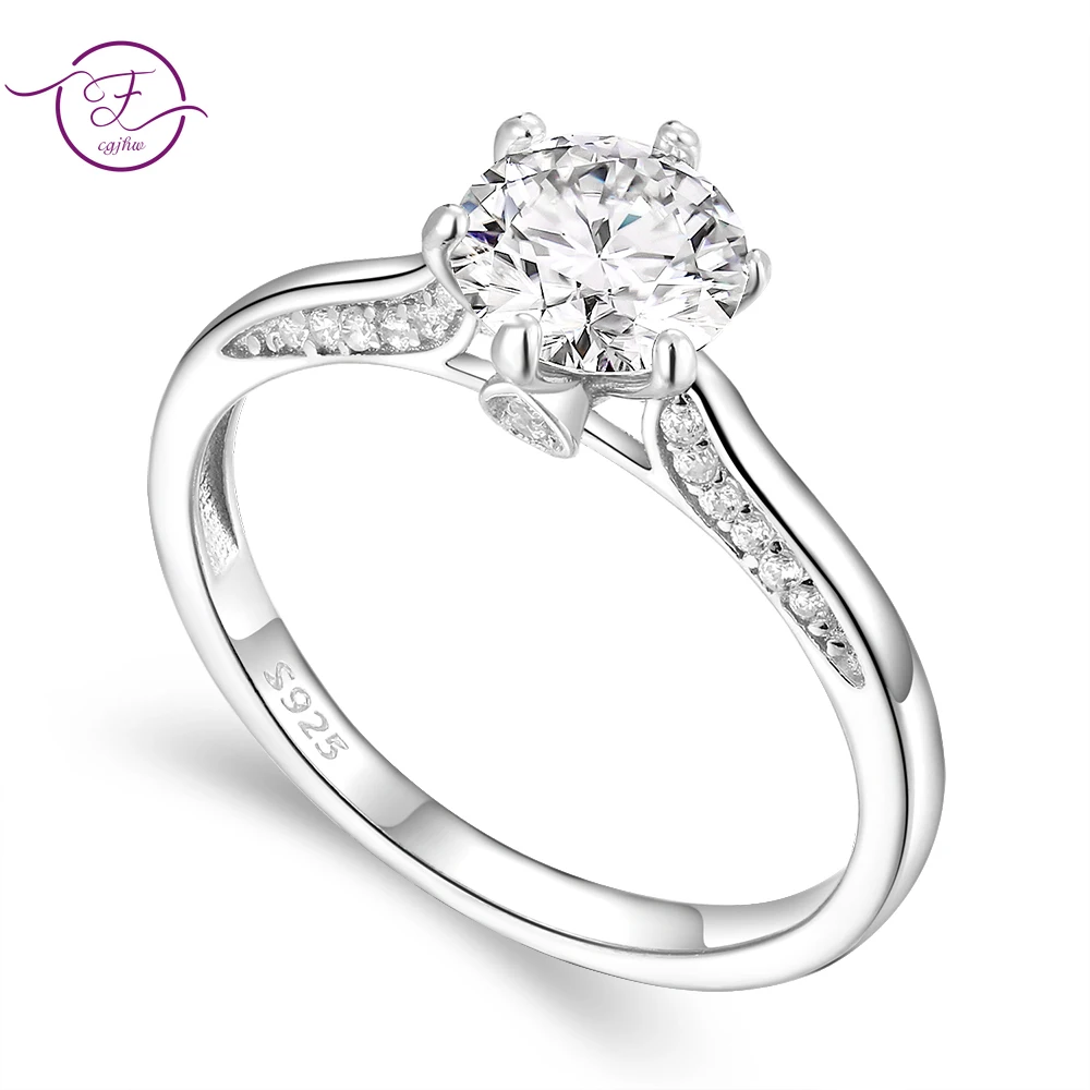 

Женское кольцо из серебра 925 пробы с муассанитом 1 карат