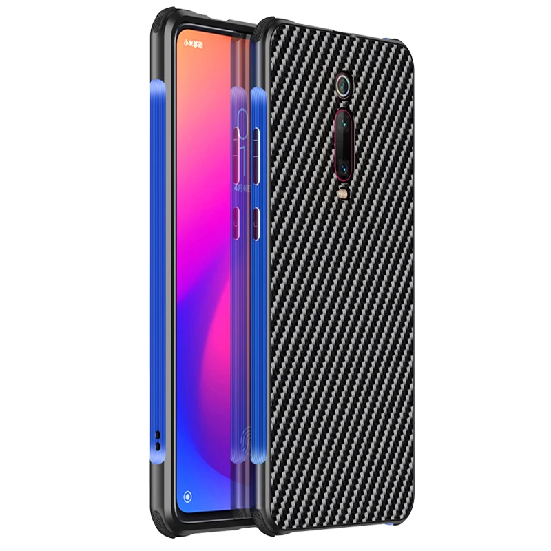 Роскошный Алюминиевый металлический чехол для Xiaomi mi 9 T/Pro/Red mi K20/Pro ультра тонкий жесткий карбоновый элемент задняя крышка чехол красный mi K20 - Цвет: Black Blue