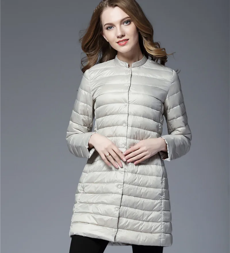 Чистый цвет воротник-стойка женские сумки на каждый день, Пальто однобортное зимнее женские легкие Большие куртки и длинные пальто на белом... от AliExpress RU&CIS NEW