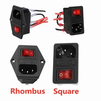 1set ac 250v 10a black red 3 pin terminal power socket with fuse holder rocker switch 3pin 3p 3 pin 3 terminal cable fuse