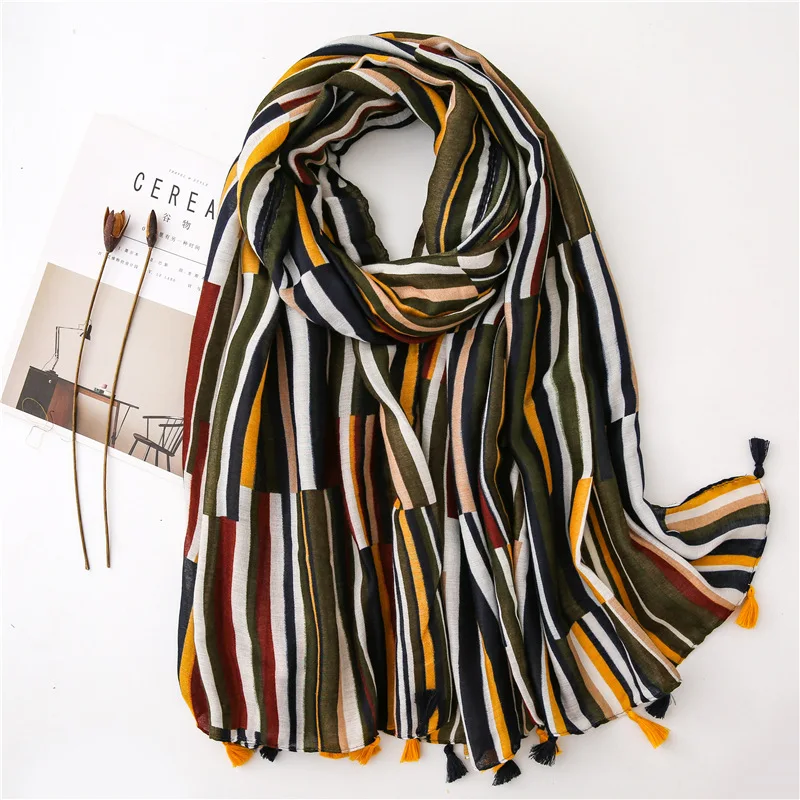 

Новый модный мусульманский цветной шарф ручной работы с вертикальными полосками арабский длинный шарф Weddig