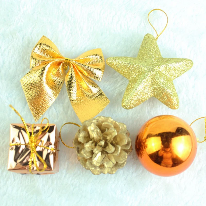 Новогодние елочные украшения 24 штуки бронзового цвета пенопластовый шар