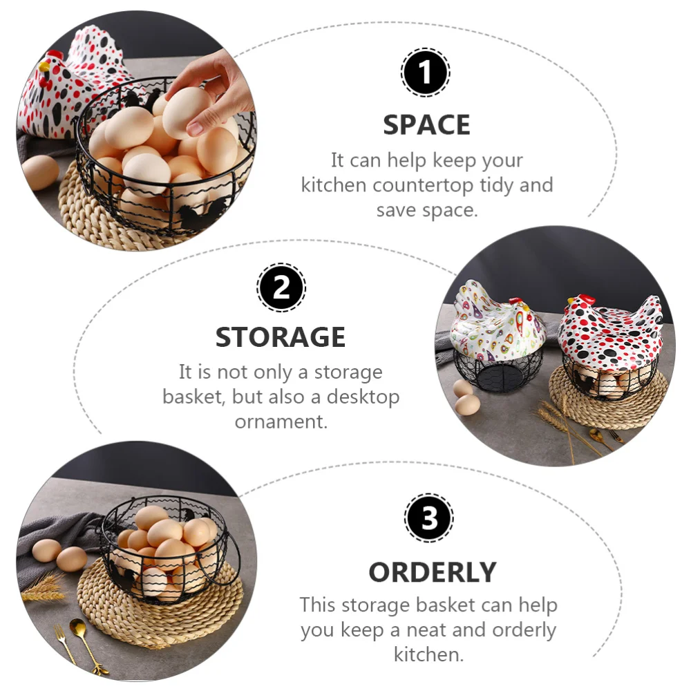

1pc Desktop Storage Basket Ceramic Egg Container Kitchen Storage Basket
