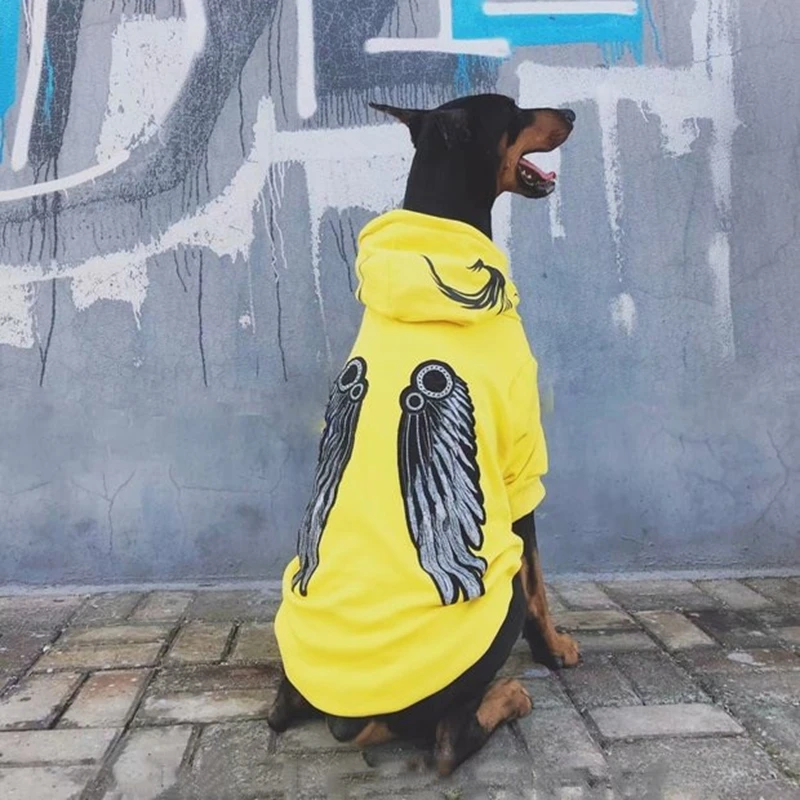 Fashion Dog Clothes Winter Warm Pet Wing Hoodie For Medium Large Dogs Doberman Husky French Bulldog Corgi Jacket Coat TLC24 | Дом и сад