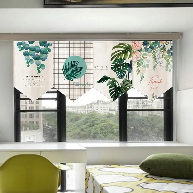 Нордическое зеленое растение короткая японская занавеска треугольная