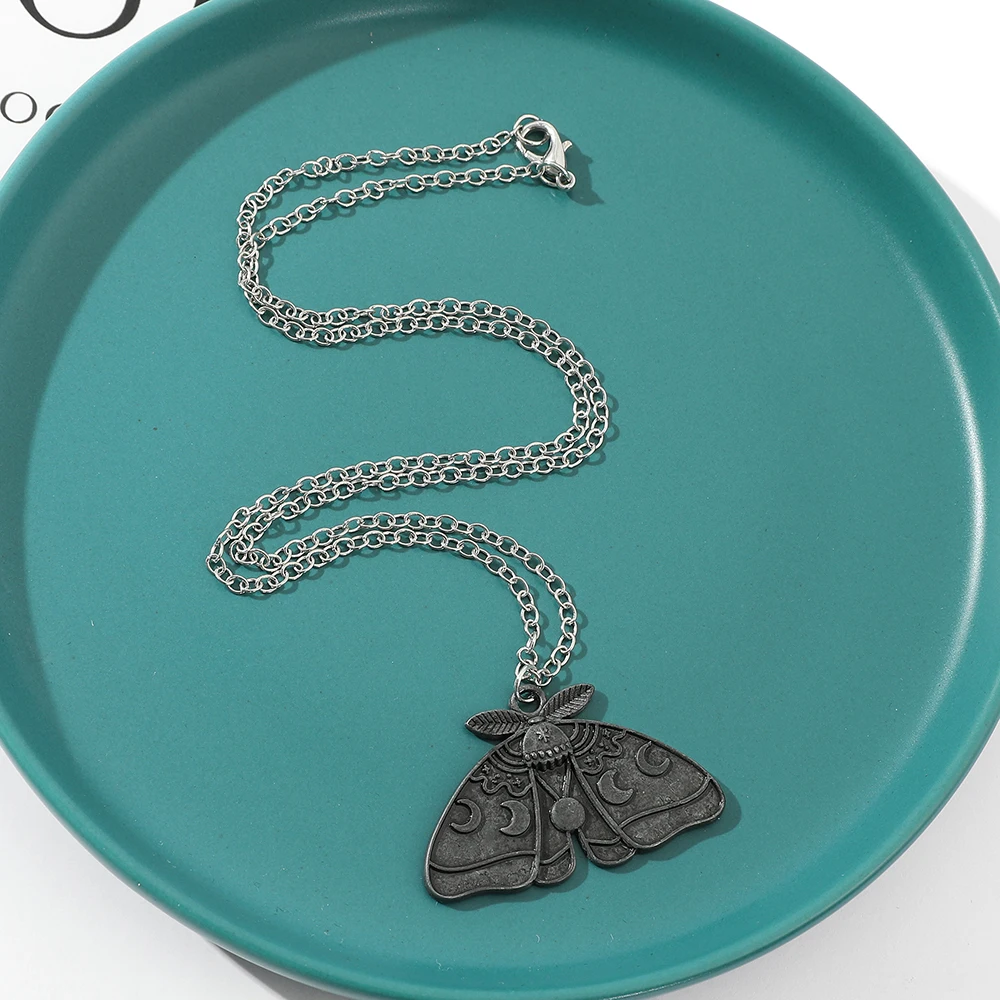 Новое ретро ожерелье с подвеской в виде листьев моли простой кулон звезды и Луны