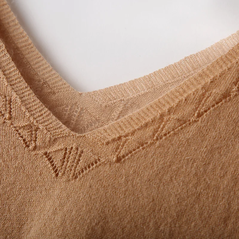 

LHZSYY Female Bottoming Vest Women's Spring Summer 2021 New100%Pure Wool Inner Wear Sling V-Neck Cashmere Knitted Sleeveless Top