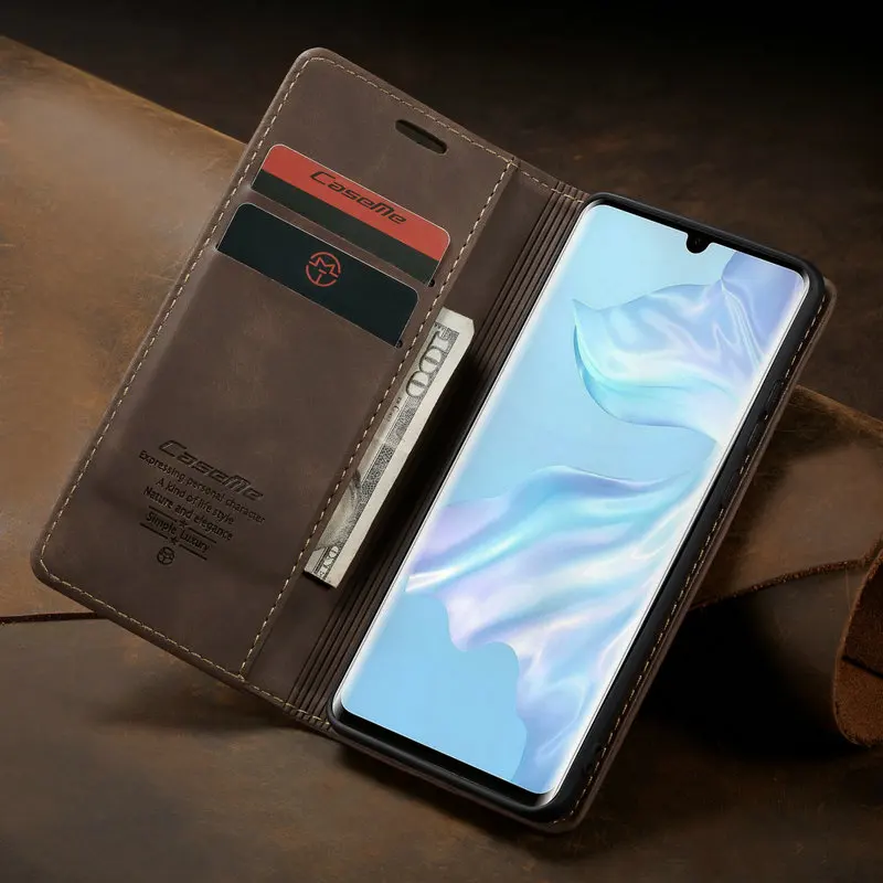CaseMe ретро кожаный чехол для huawei P30 lite роскошный Магнитный чехол-подставка с откидной крышкой для huawei P Smart/ P20 lite чехол для телефона