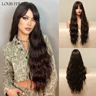 Парик LOUIS FERRE для женщин, Синтетические длинные вьющиеся волосы шоколадно-коричневого цвета, с челкой, термостойкий, для повседневвечерние, Косплея
