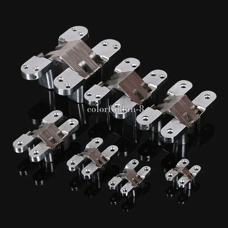 

Brand New 50PCS/LOT Stainless Steel Hidden Cross Hinges Invisible Concealed Folding Door Hinges DIY Project Hinges w Screws