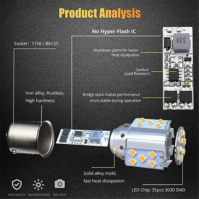 1 шт. P21W светодиодный 1156 BA15S PY21W BAU15S 3030 35SMD лампочки Canbus Бесплатная T20 7440 W21W