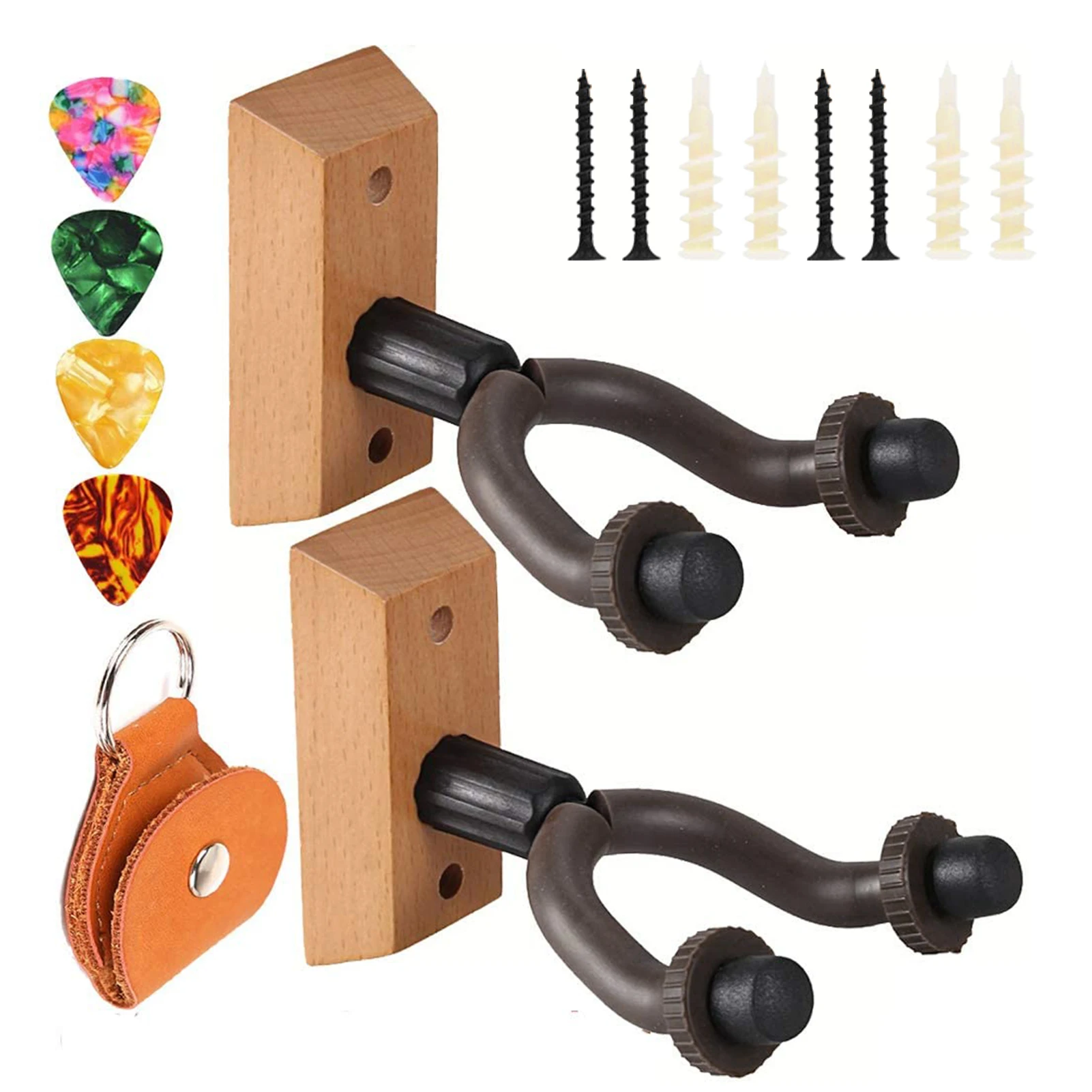 

Universal Storage Holder Heavy Duty Acoustic Electric Bass Wall Mounted Easy Install Guitar Hanger Set With Picks Anti Scratch