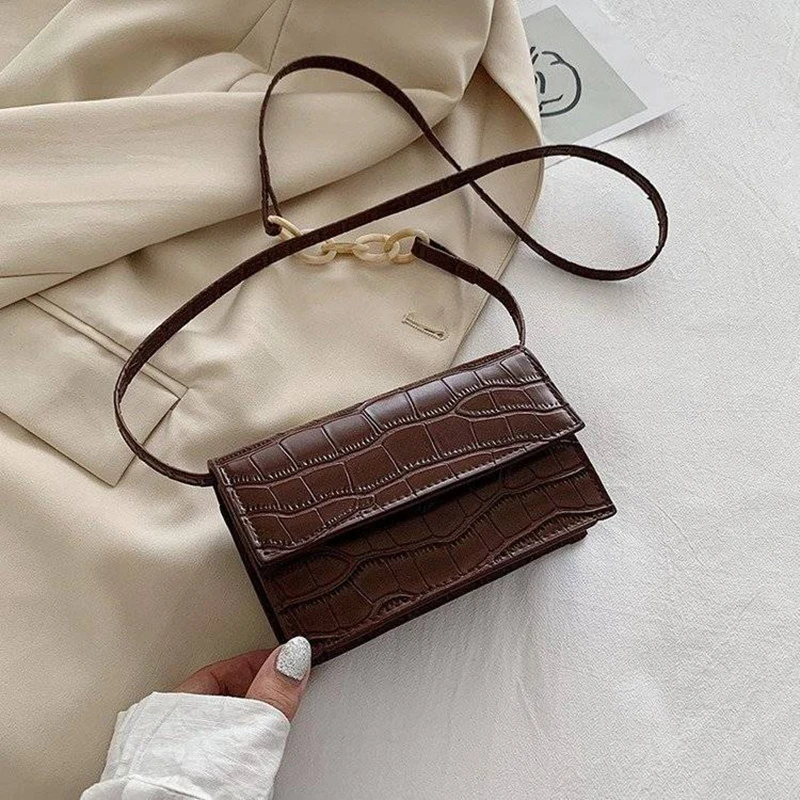 

Crossbody Bags for Women Shoulder Bags Handbag Designer Bag Purse PU Leather Fashion 2021 New Chains Crocodile Pattern All-match