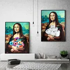 Туалетная бумага и пончик, Картина на холсте с Моной Лизой, забавные женские постеры и принты в скандинавском стиле, настенные картины, украшение для дома в Европе