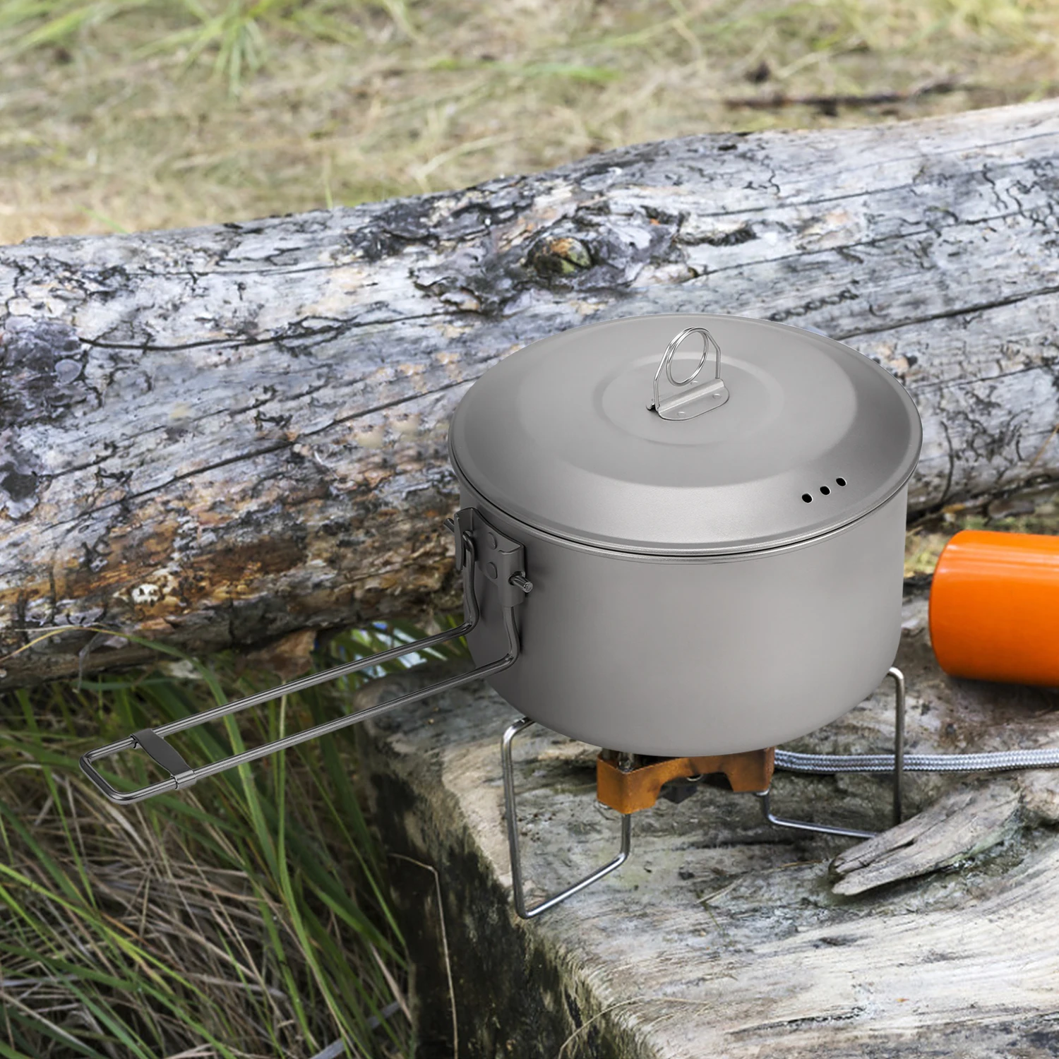 

Titanium Pot Camping Pot Fry Pan with Lid Outdoor Frypan Titanium Bowls Camping Cookware Set for Outdoor Camping Hiking Picnic